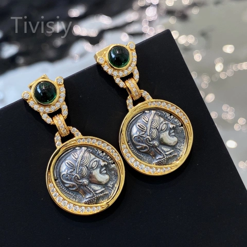 Athena, Goddess of Wisdom and Owl Coin Earrings